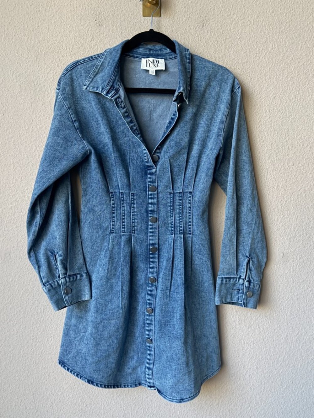 Indi Luxe by Indikah Blue Denim Mini Dress Size S - Picture 2 of 5